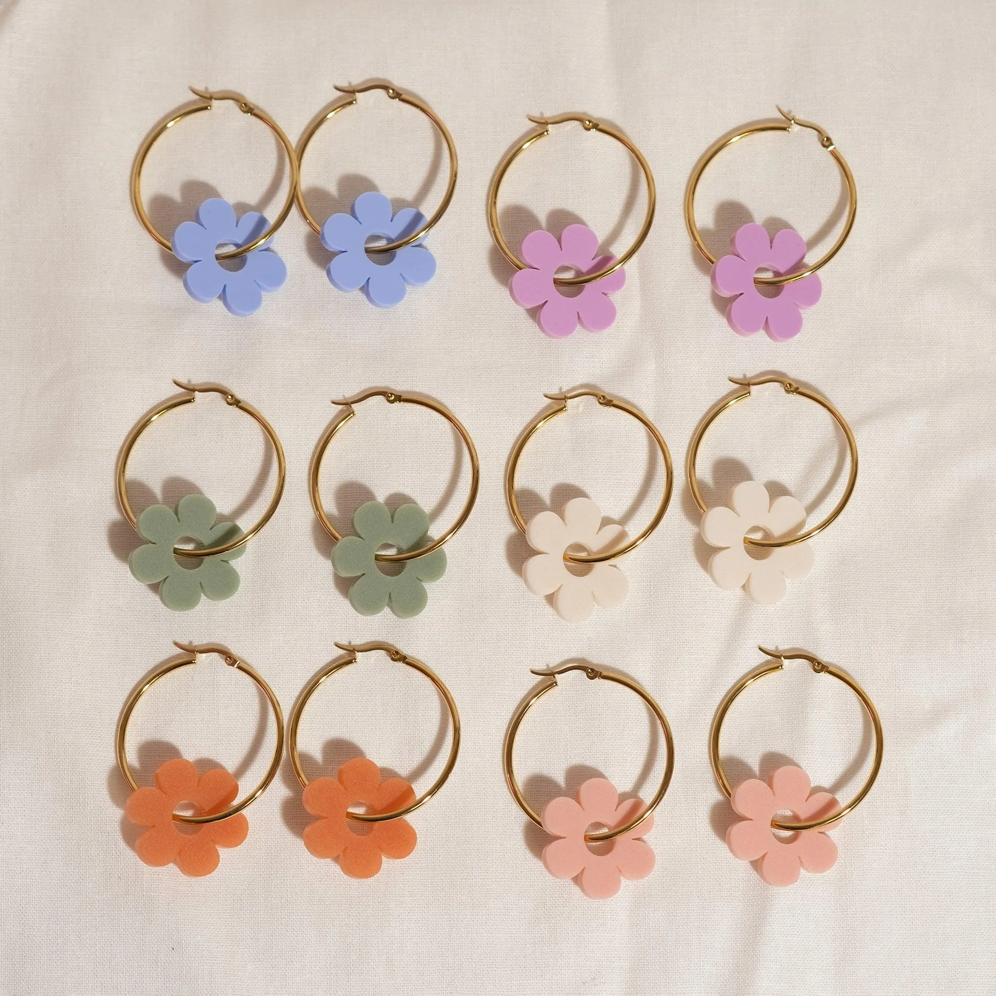 Terracotta Daisy Hoop Earrings