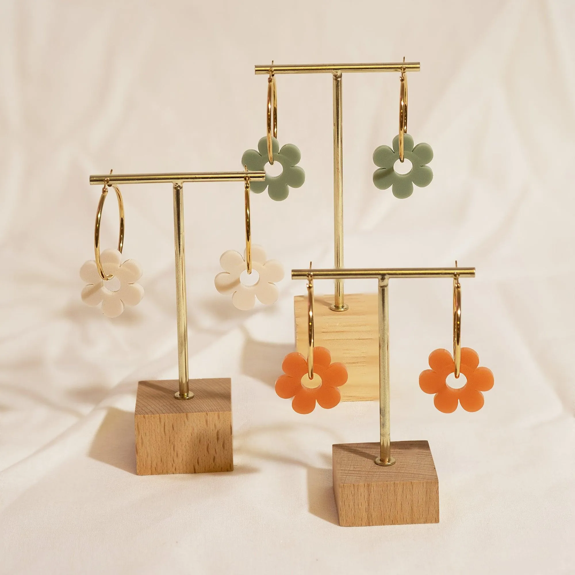 Terracotta Daisy Hoop Earrings