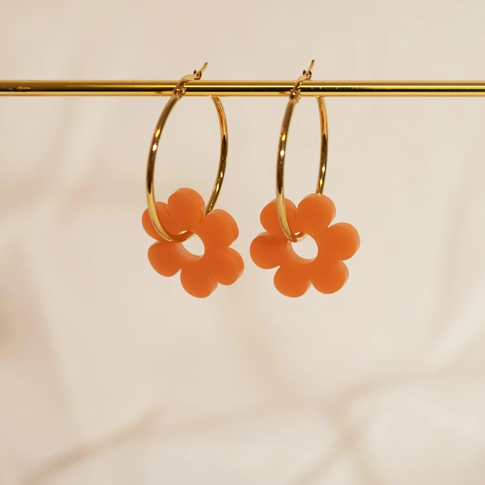 Terracotta Daisy Hoop Earrings