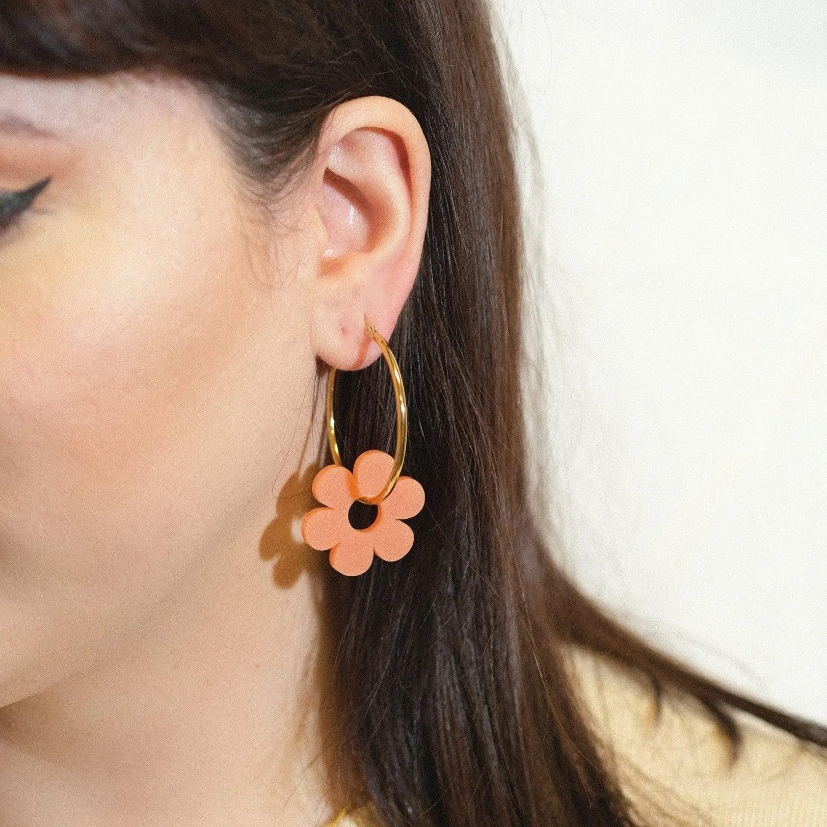 Terracotta Daisy Hoop Earrings