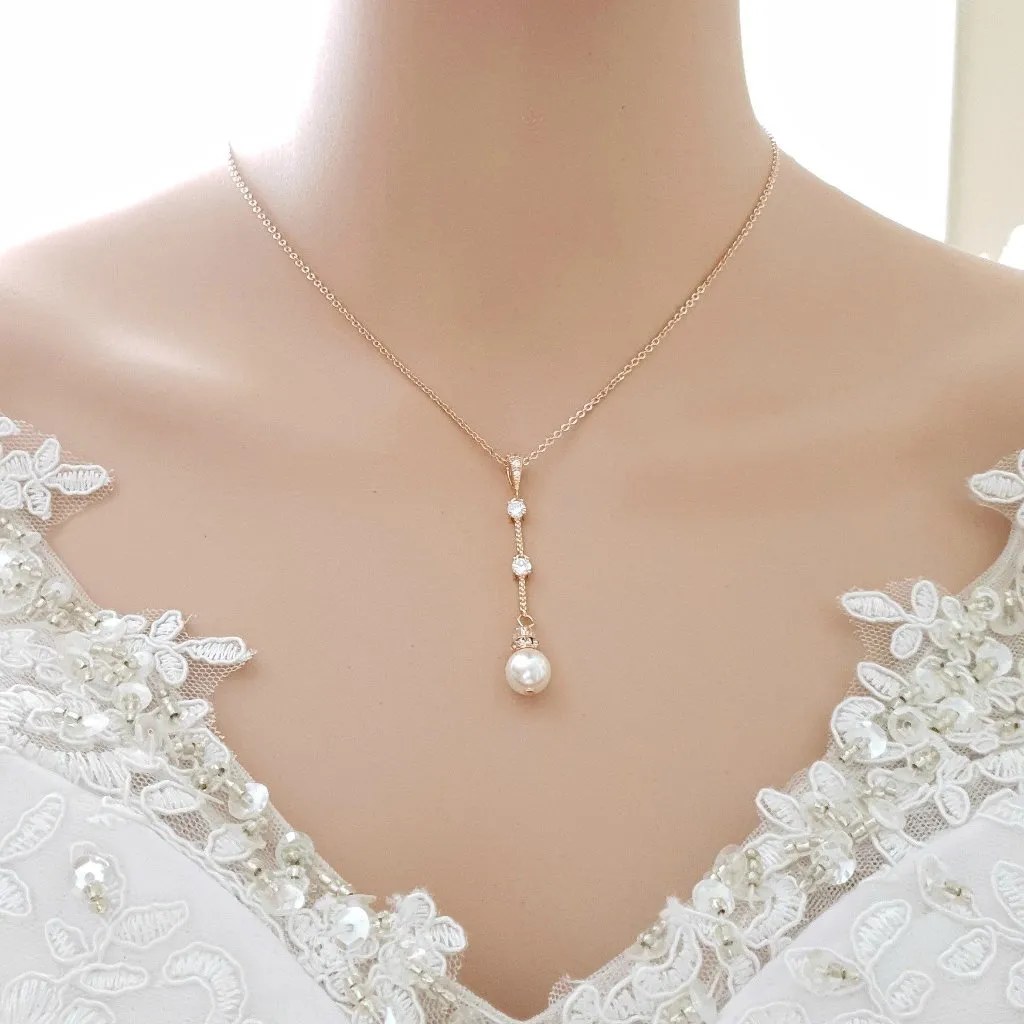 Thin Gold Necklace Earring Wedding Jewelry Set- Ginger