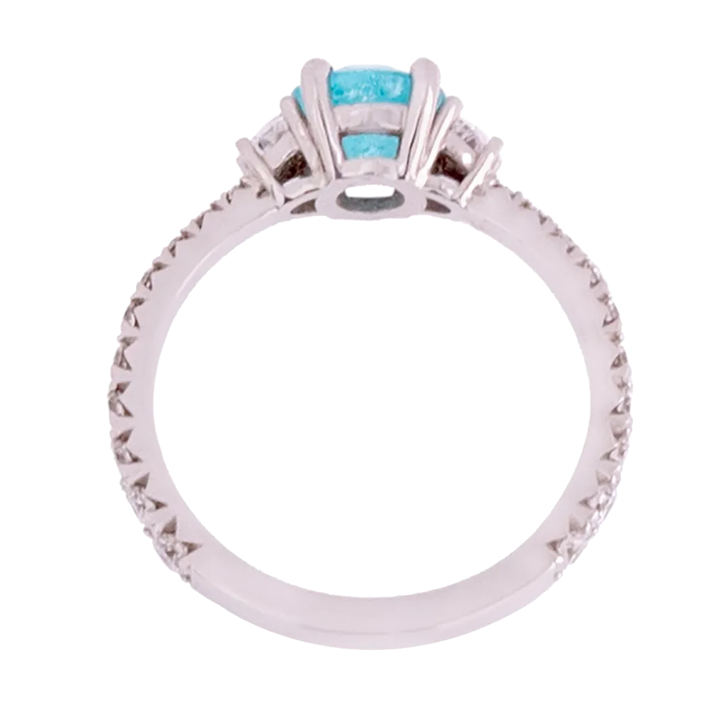 Three Stone Paraiba Tourmaline & Diamond Ring