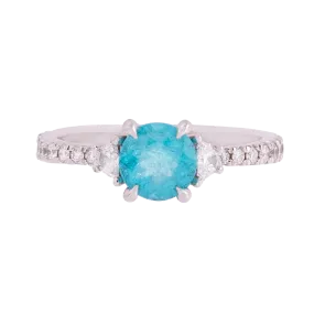 Three Stone Paraiba Tourmaline & Diamond Ring