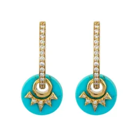 Three Stories love explosion 9mm turquoise disc charms Earrings