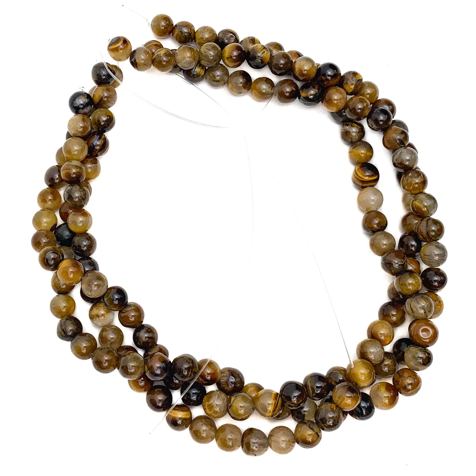 Tigers Eye / Iron 8mm Smooth Rounds Bead Strand