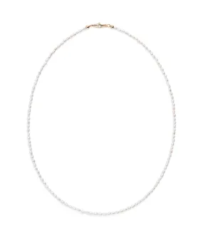 Tiny Beaded 14k Gold Necklace in Pearl