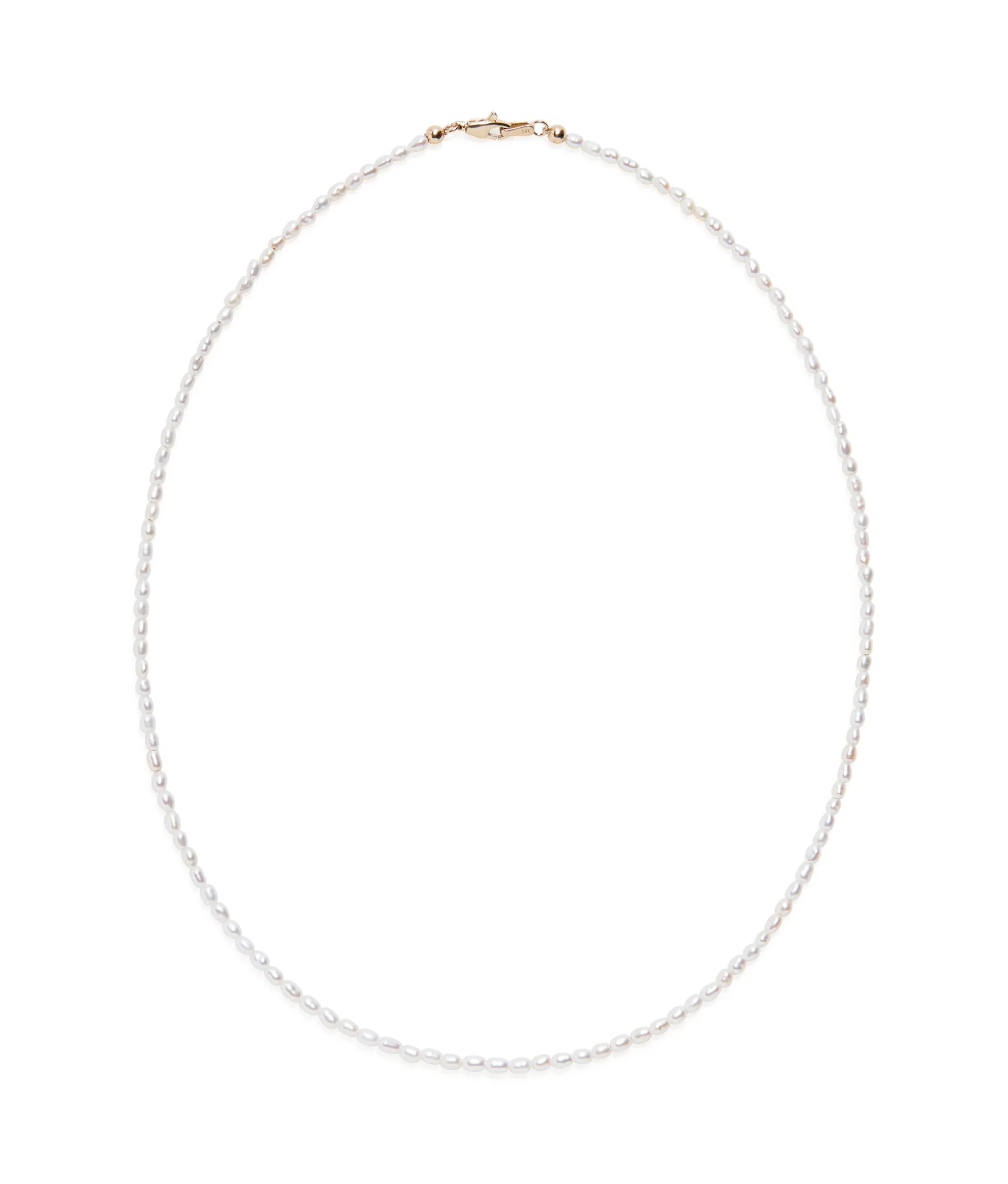 Tiny Beaded 14k Gold Necklace in Pearl