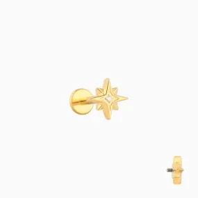 Titanium Eight-pointed Star Stud