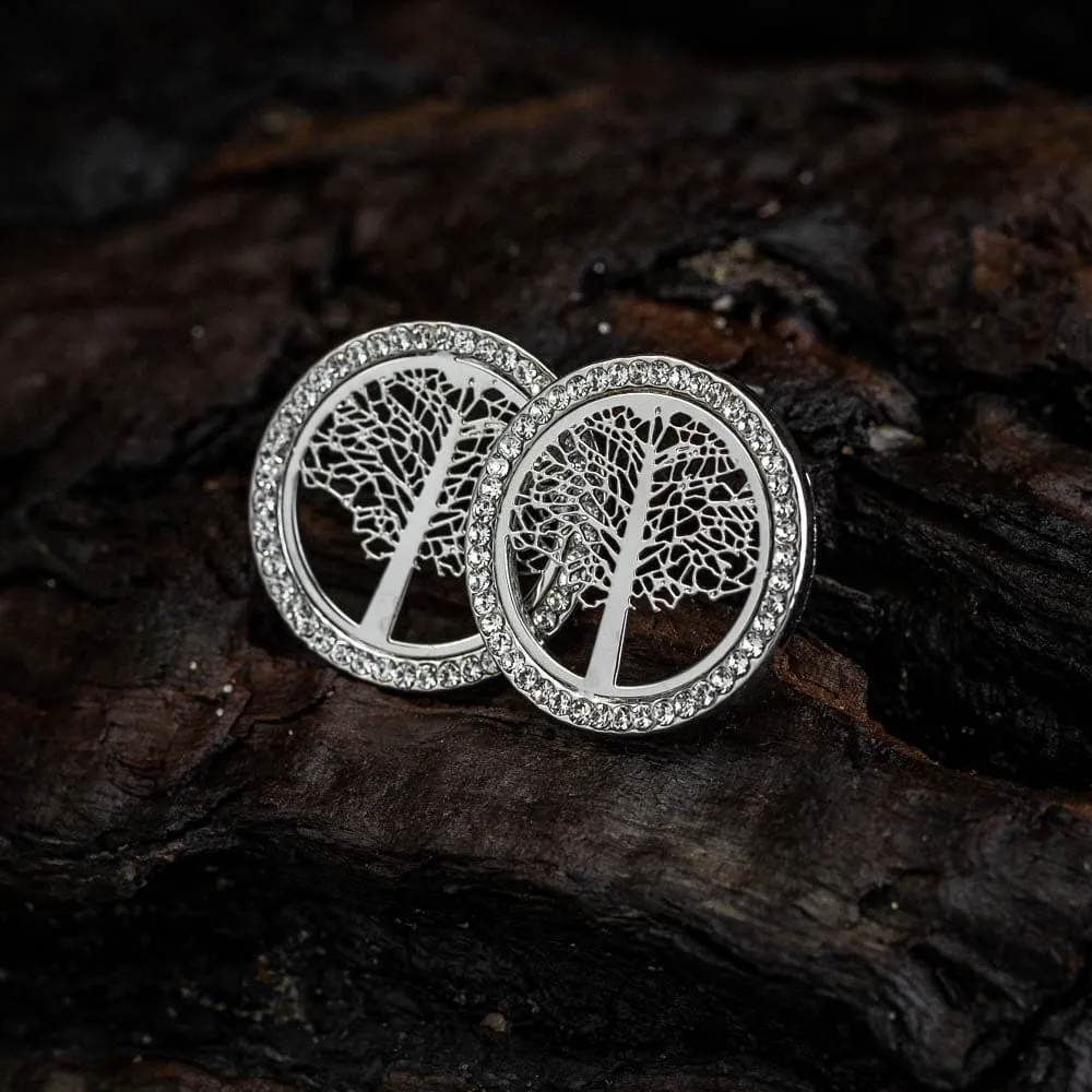 Tree of Life Cubic Zirconia Stud Earrings