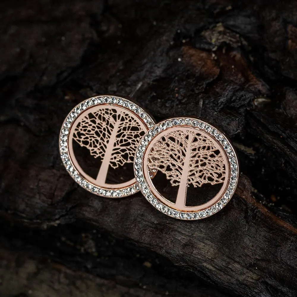 Tree of Life Cubic Zirconia Stud Earrings