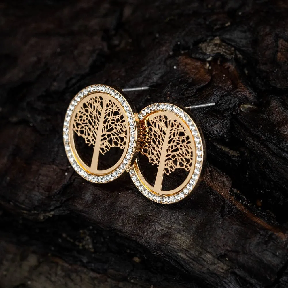 Tree of Life Cubic Zirconia Stud Earrings