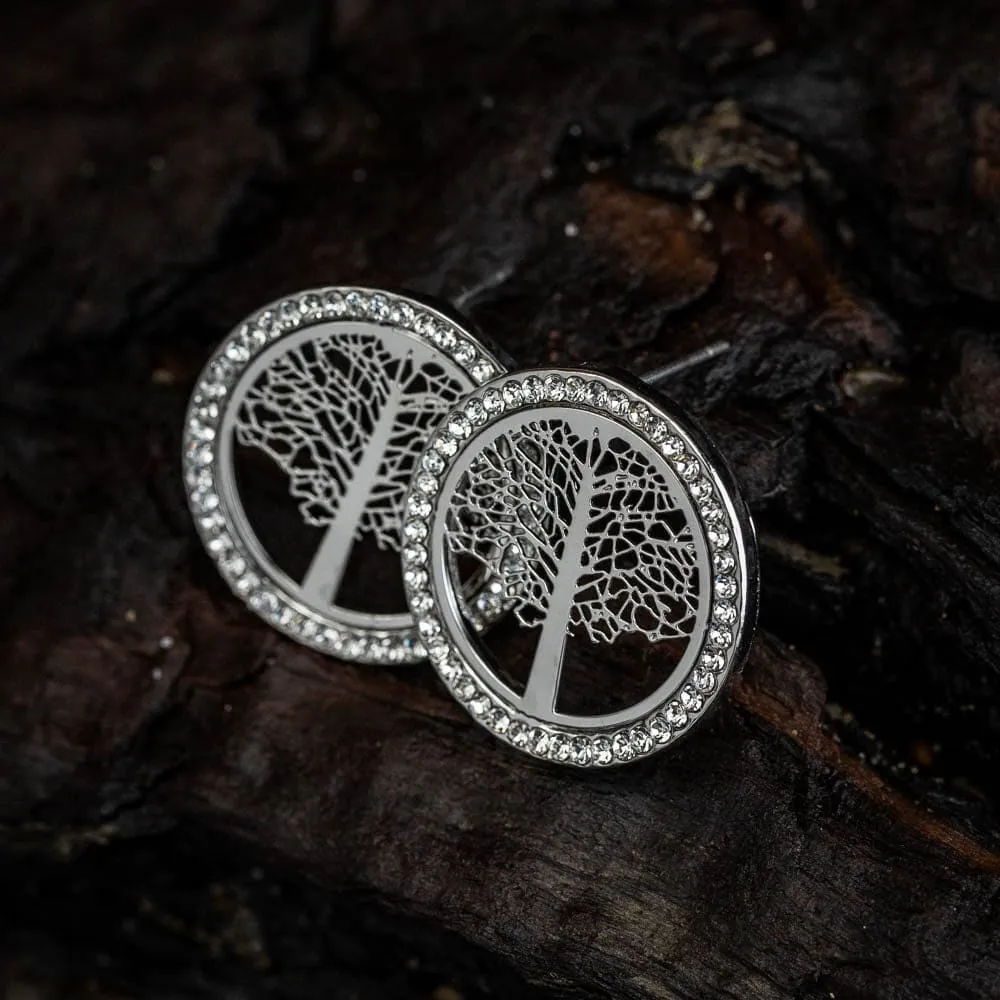 Tree of Life Cubic Zirconia Stud Earrings