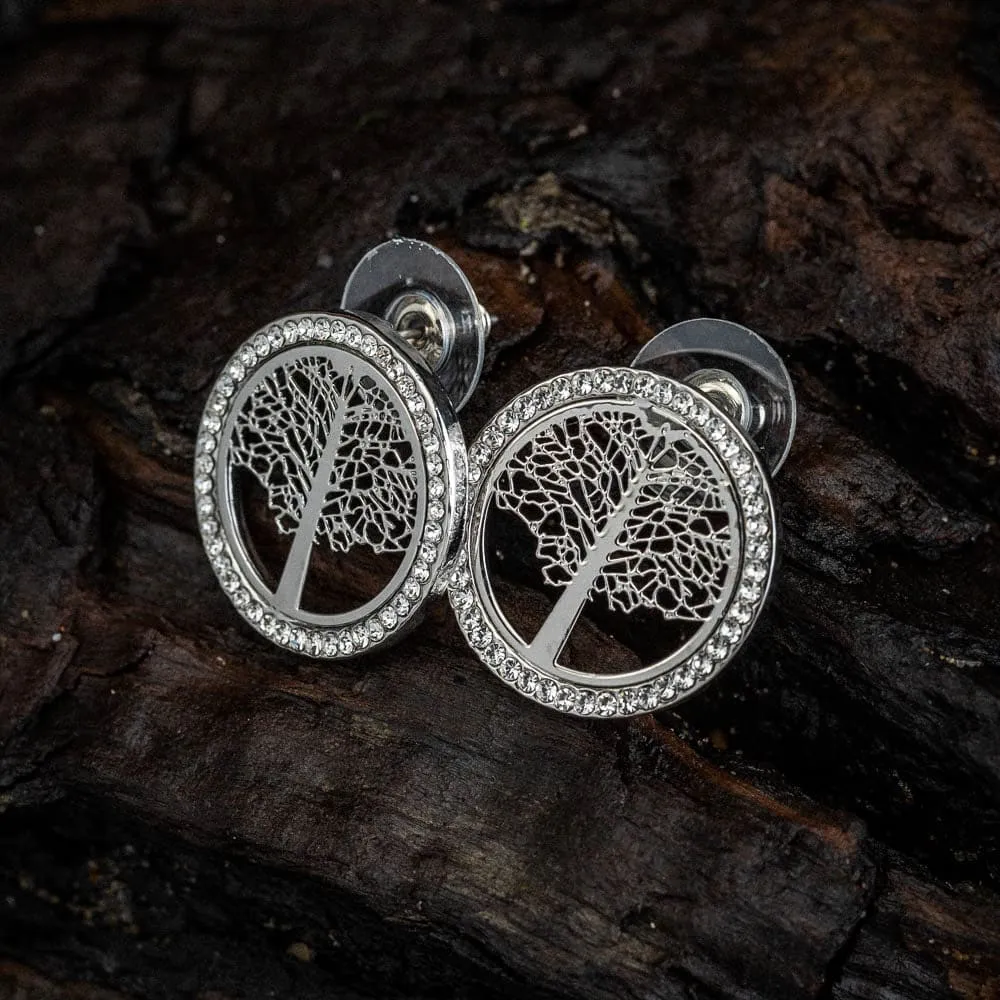 Tree of Life Cubic Zirconia Stud Earrings