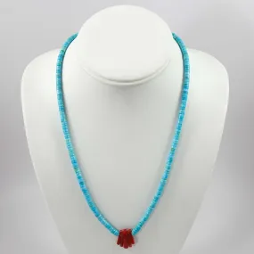 Turquoise and Coral Bead Necklace