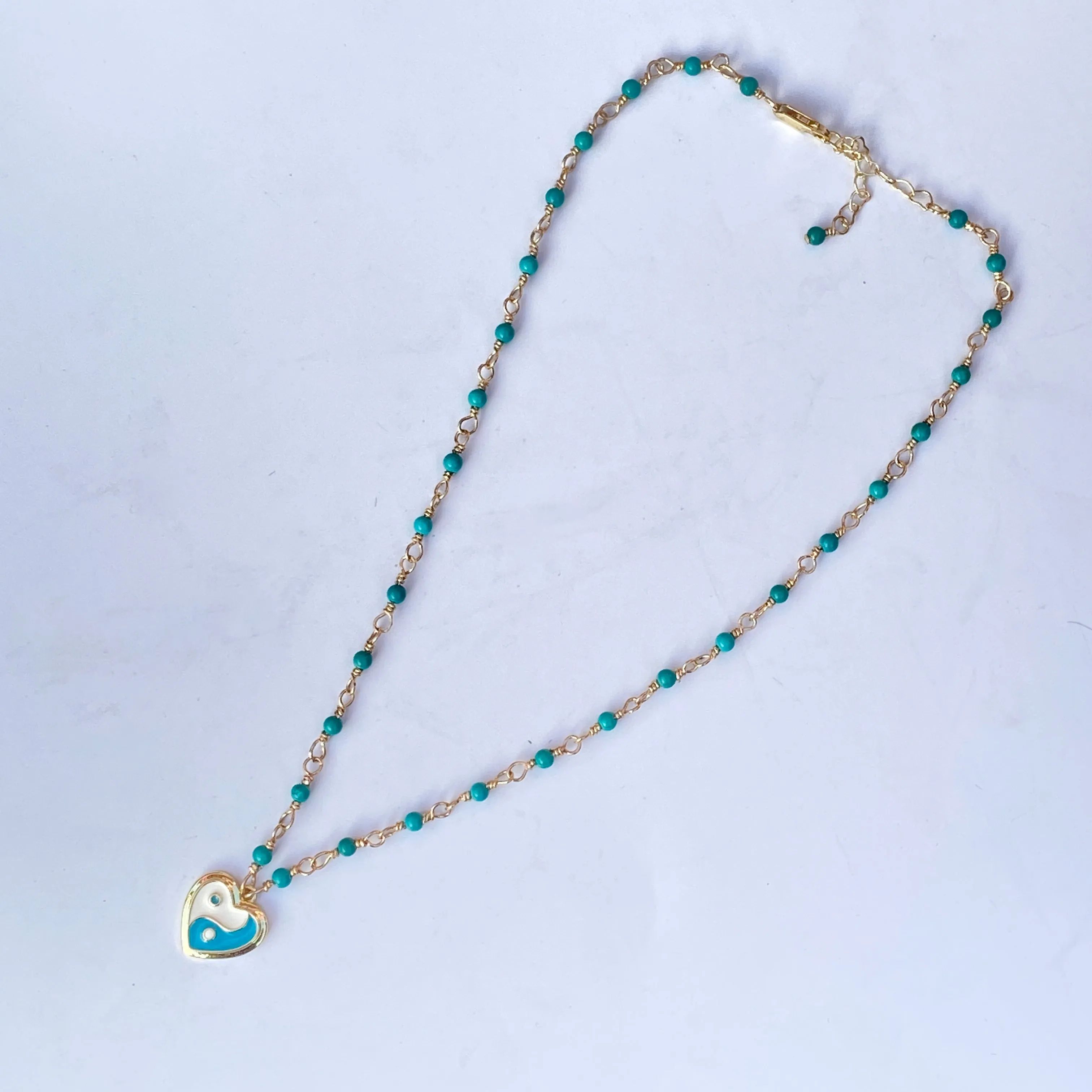 Turquoise and Yin Yang Necklace