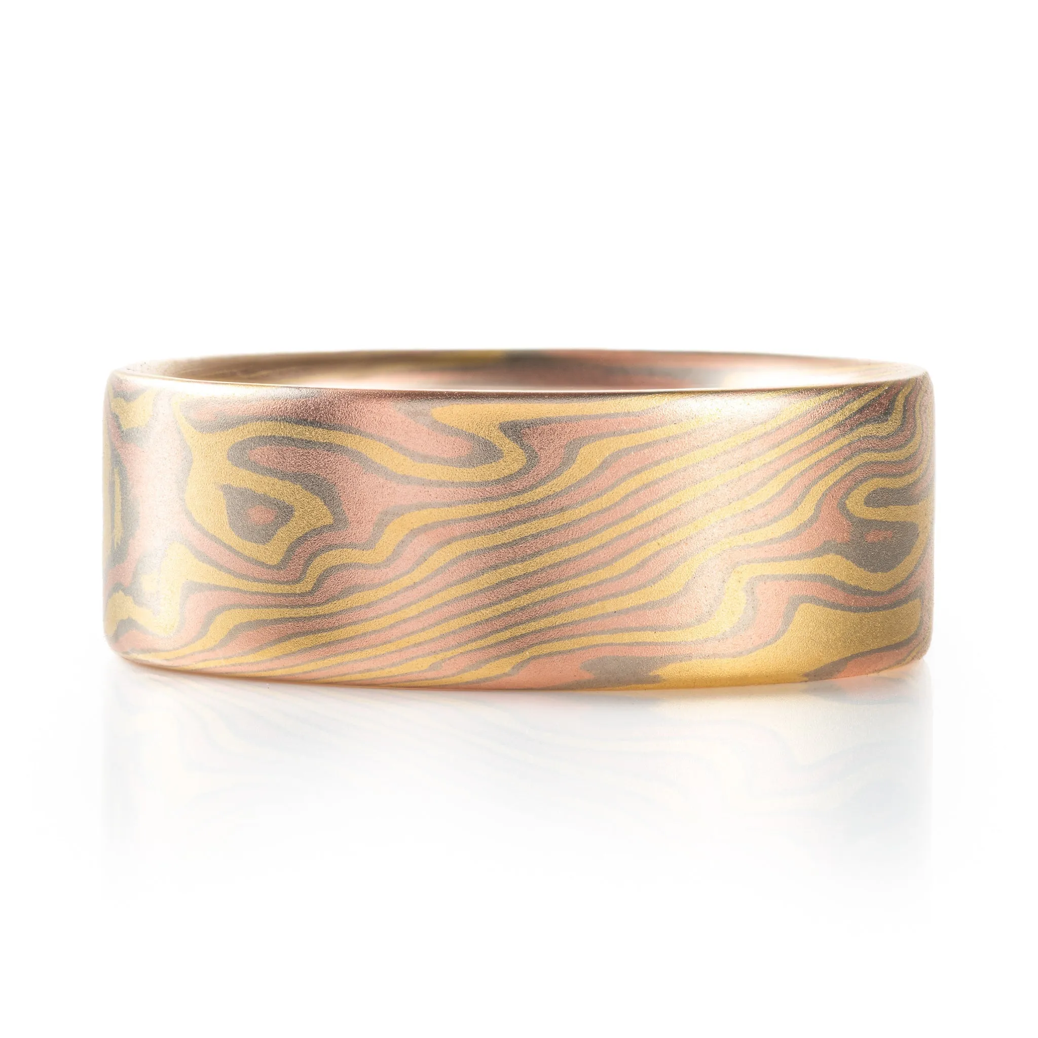 Twist Pattern Mokume Gane Band in 18kt Blaze Palette