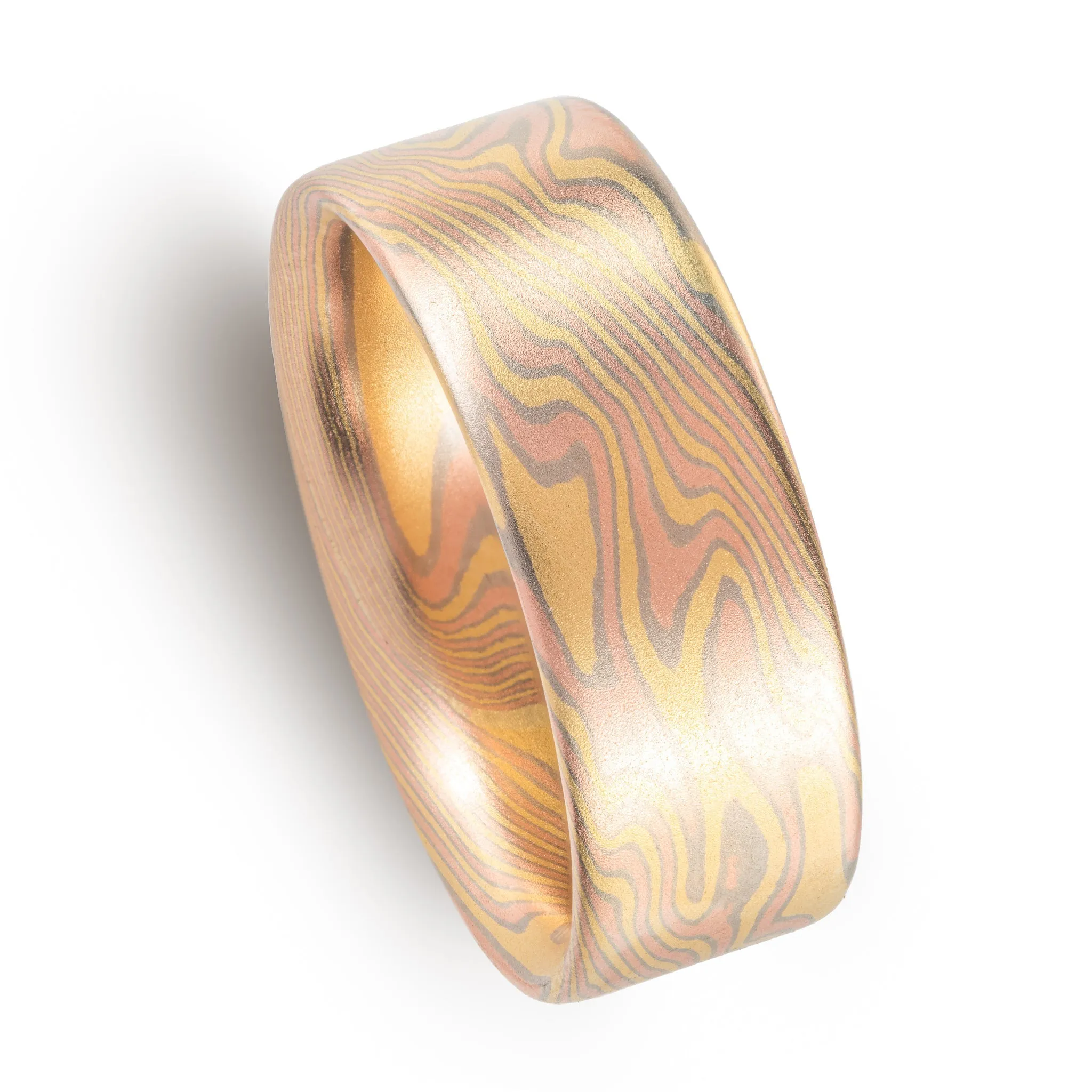 Twist Pattern Mokume Gane Band in 18kt Blaze Palette