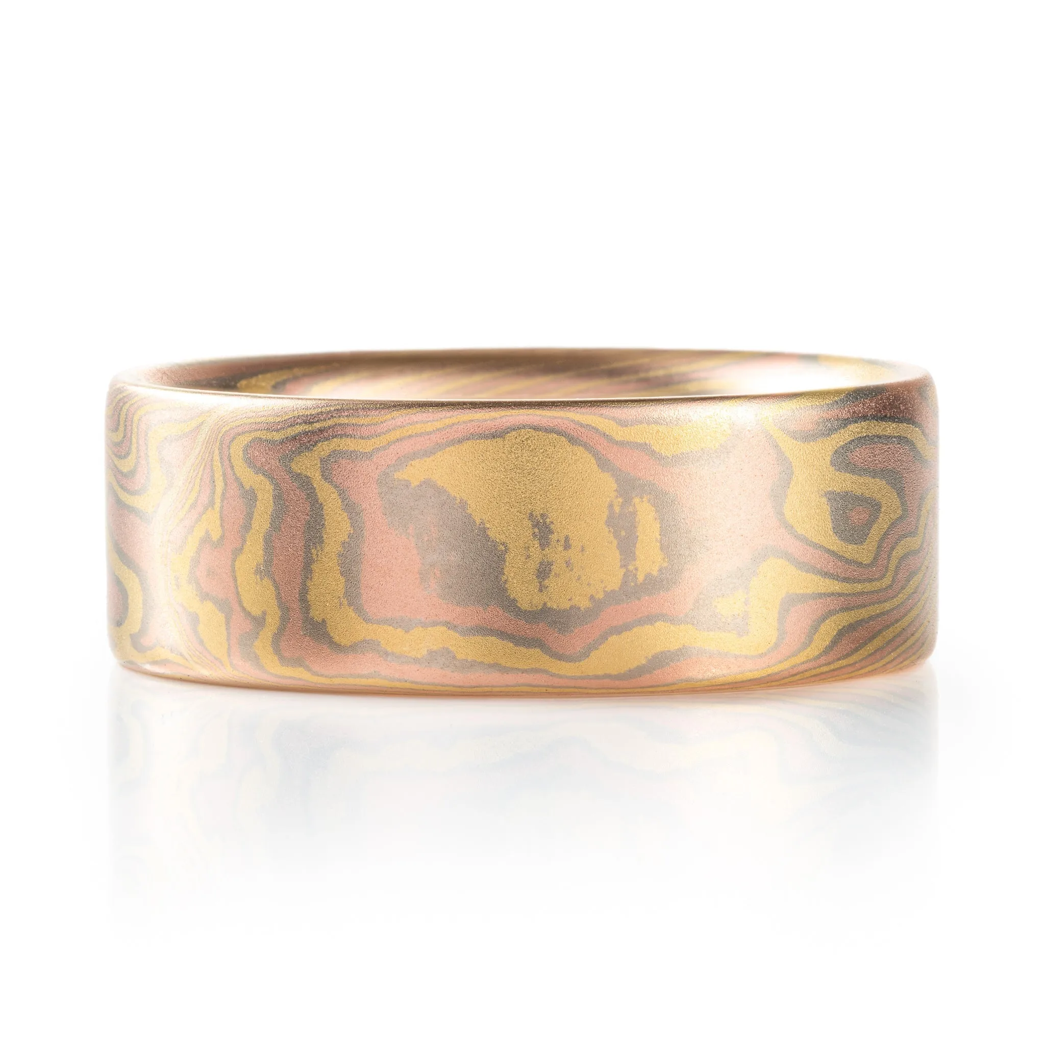 Twist Pattern Mokume Gane Band in 18kt Blaze Palette