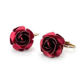 【USA輸入】ヴィンテージ レッド ローズ イヤリング/Vintage Red Rose Clip On Earrings