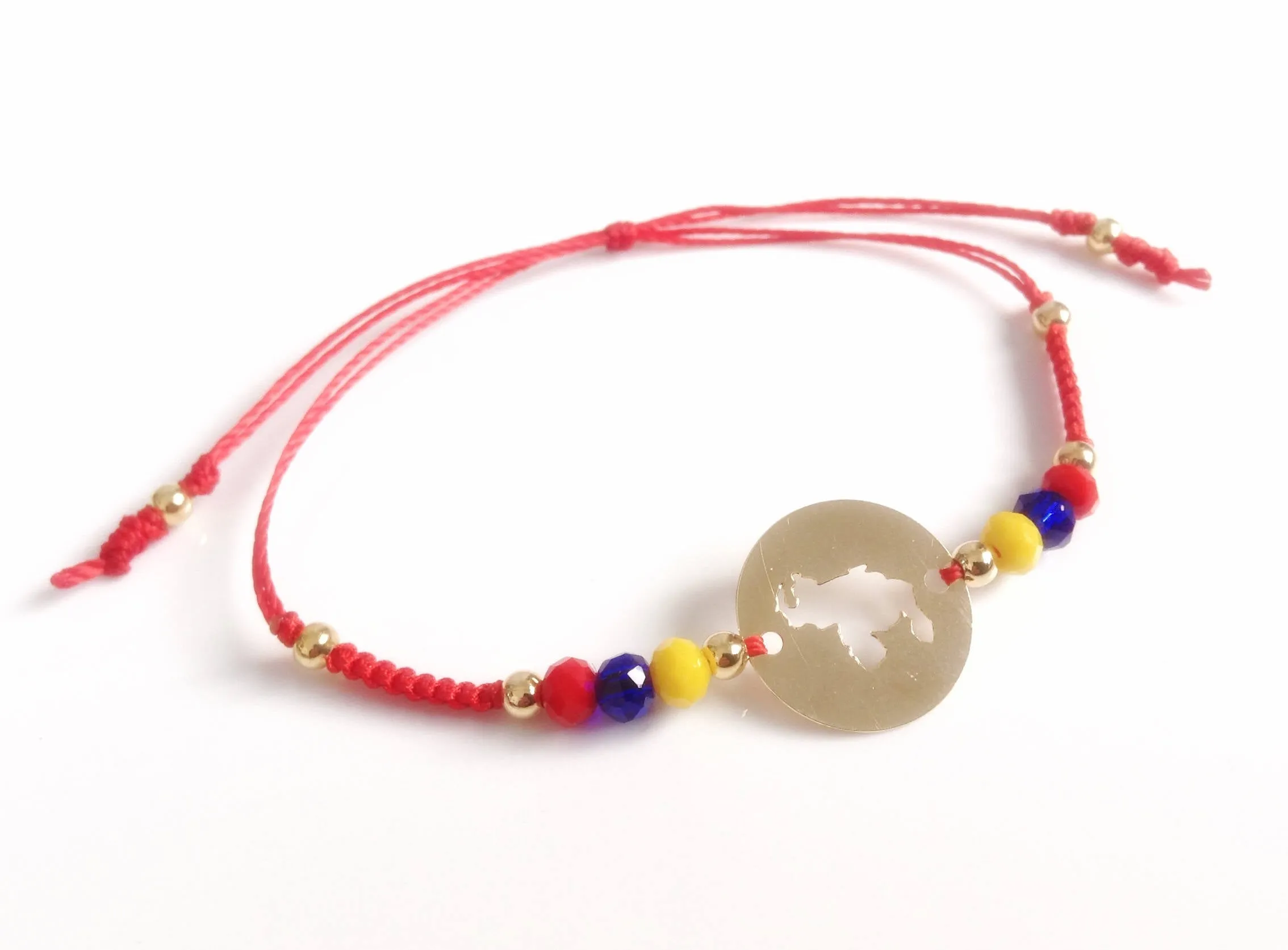 Venezuela Tricolor Beaded Adjustable Map Bracelet