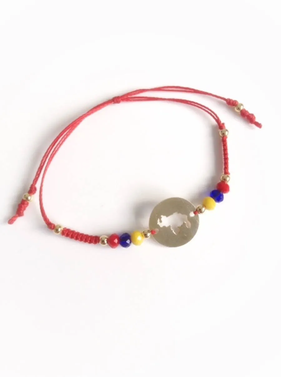 Venezuela Tricolor Beaded Adjustable Map Bracelet