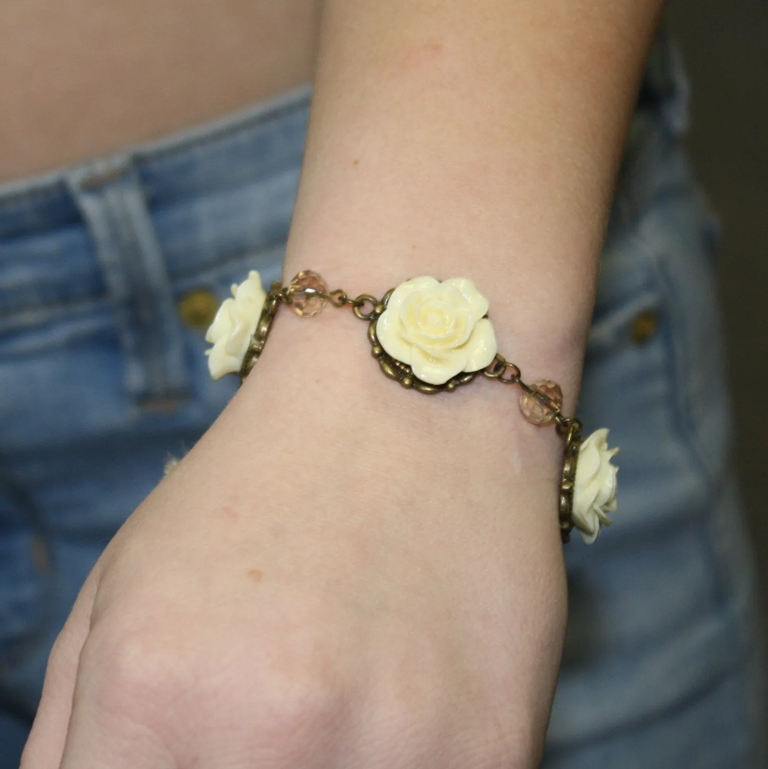 Victorian Bohemian Rose Flower Bracelet