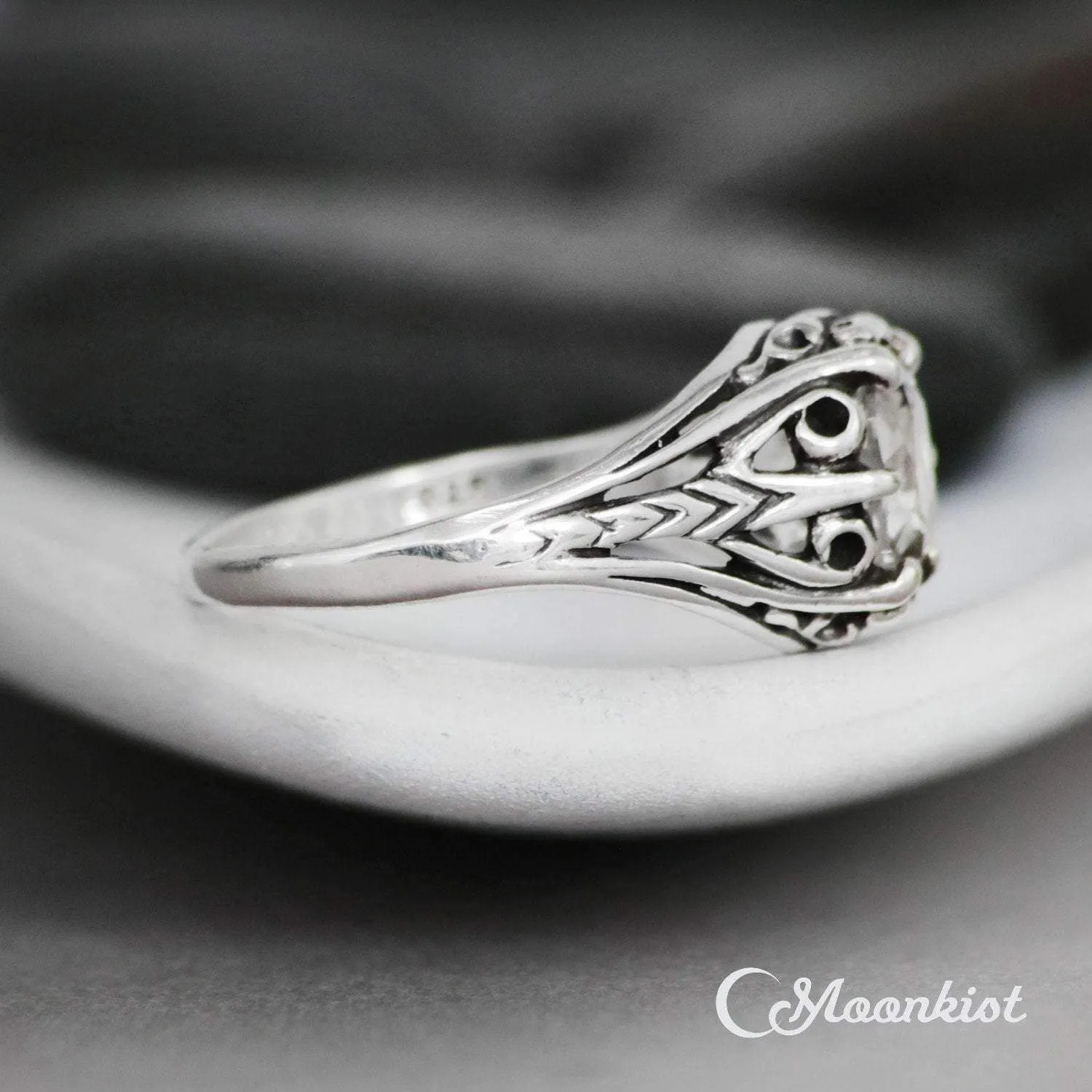 Victorian Oval Filigree Engagement Ring in Sterling Silver | Moonkist Designs