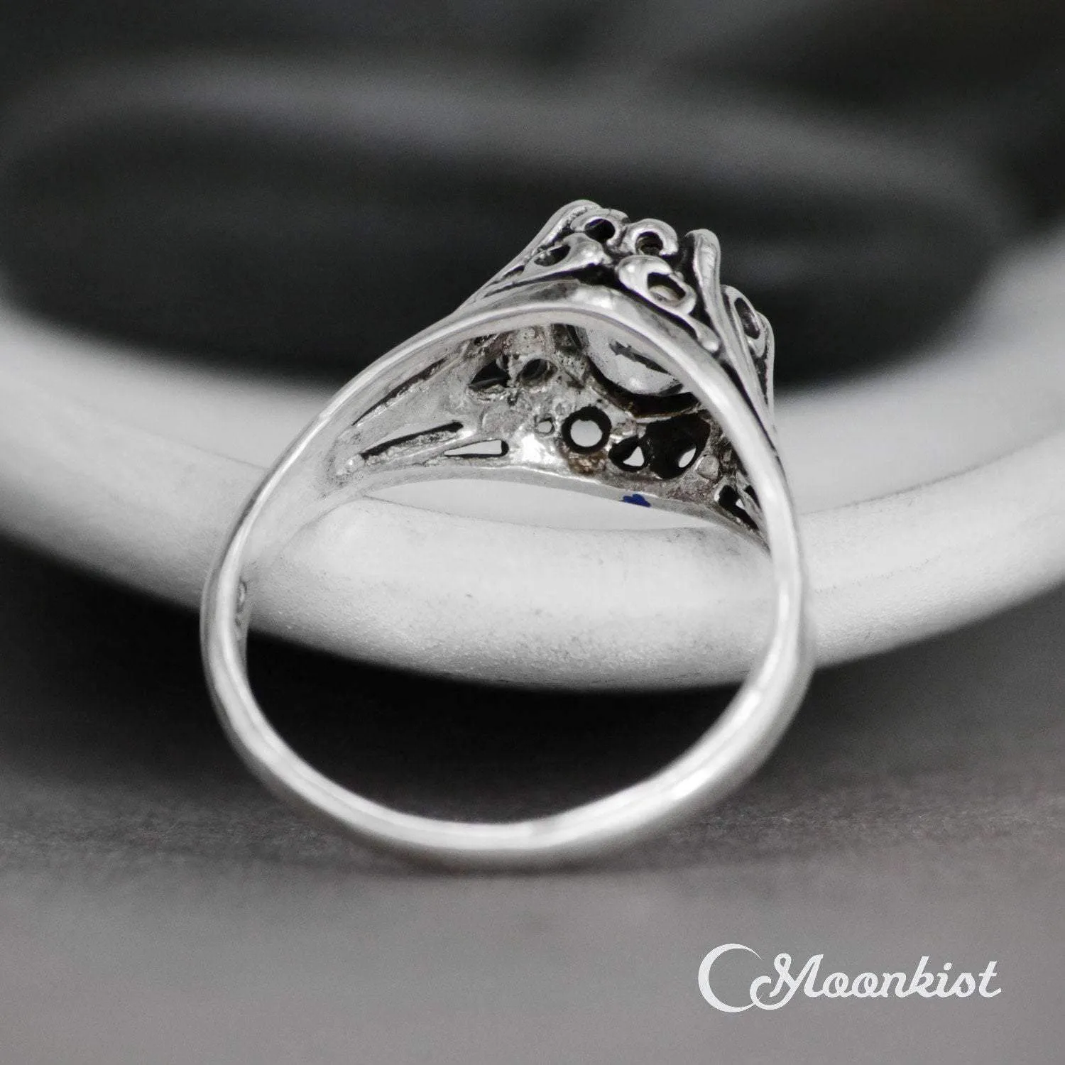 Victorian Oval Filigree Engagement Ring in Sterling Silver | Moonkist Designs