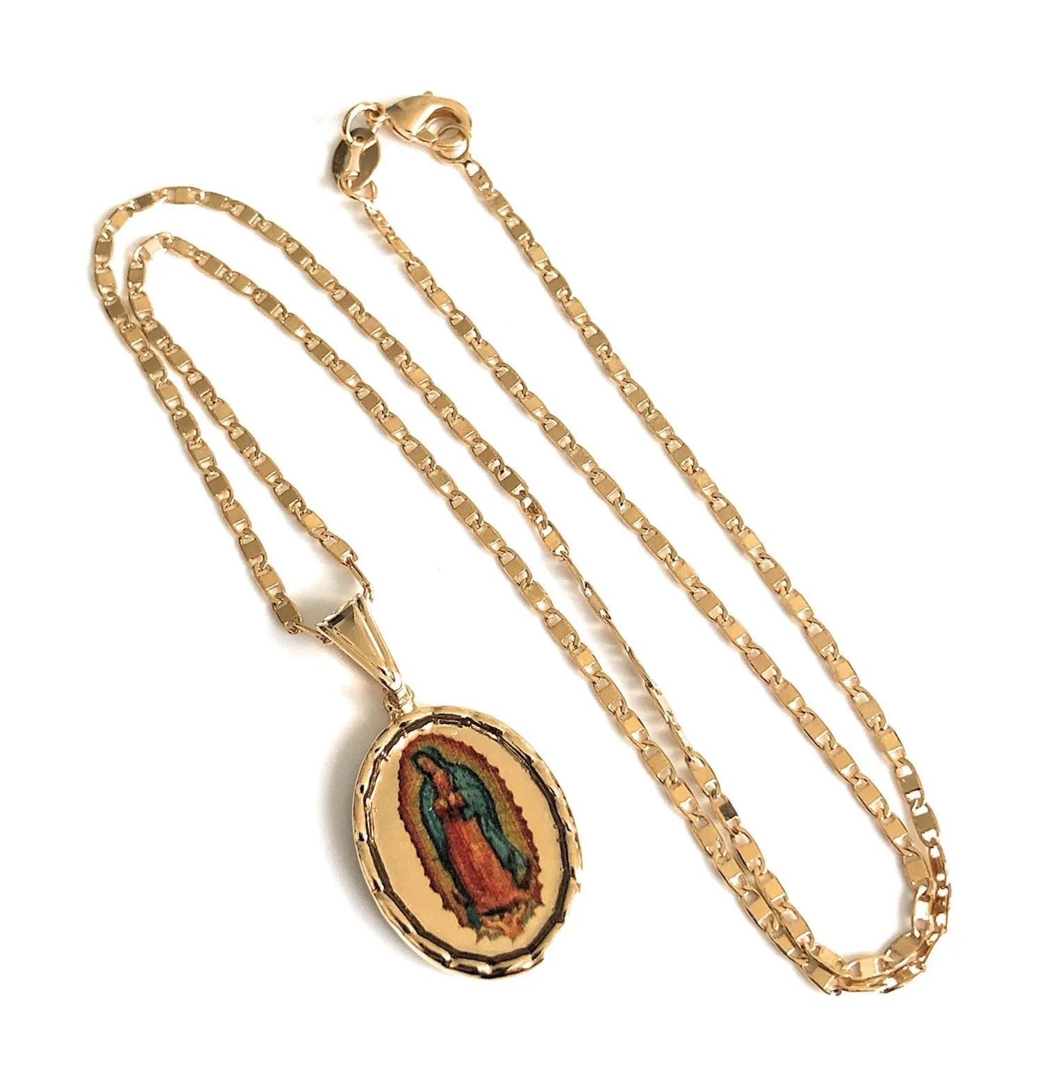 Virgen de Guadalupe Our Lady of Guadalupe Necklace, Our Lady Guadalupe Gold Oval Pendant, Gold Virgin Mary Pendant, Catholic Jewelry, Gifts