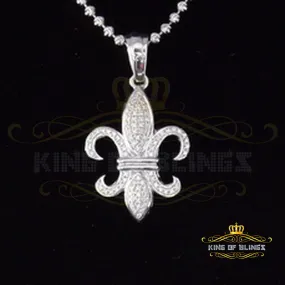 White 925 Fleur de Lis Shape Sterling Silver Pendant with 0.50ct Cubic Zirconia