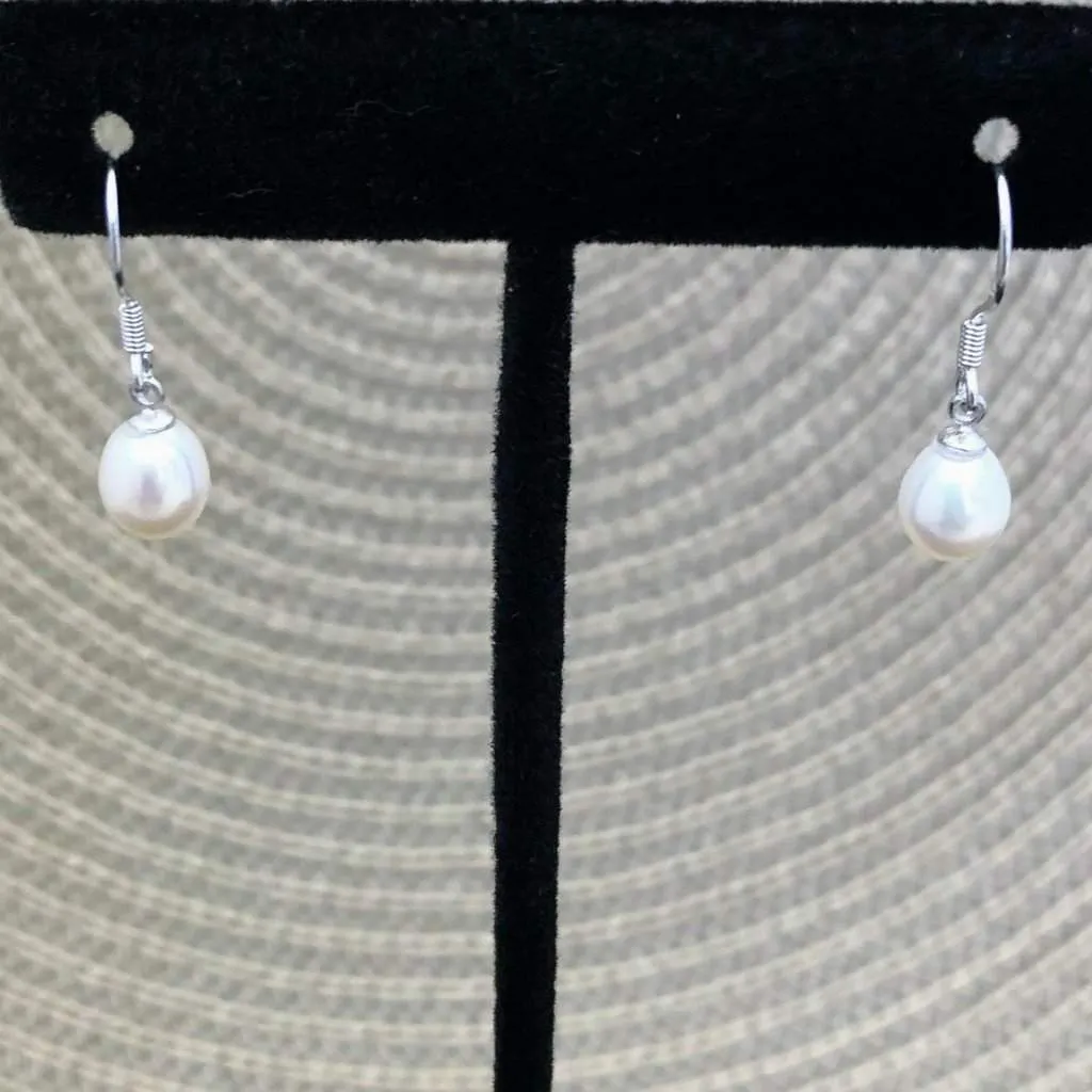 White Cultured Pearl Drop Earrings