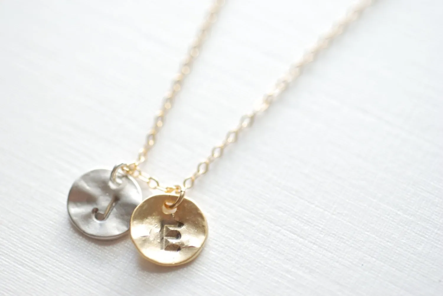 Wholesale Two Initial Necklace- Personalized Initials, Initial disc,Letter Necklace,Personalized Charm,Round disc Necklace,Dainty Jewelry Heirloometsy