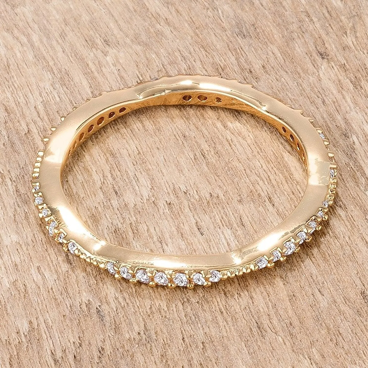 WildKlass .42Ct Dainty 18k Gold Plated Micro Pave CZ Stackable Eternity Ring