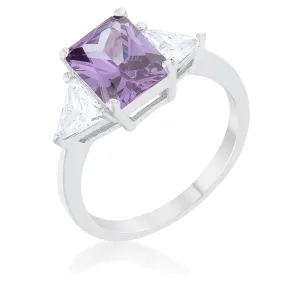 WildKlass Classic Amethyst Rhodium Plated Engagement Ring