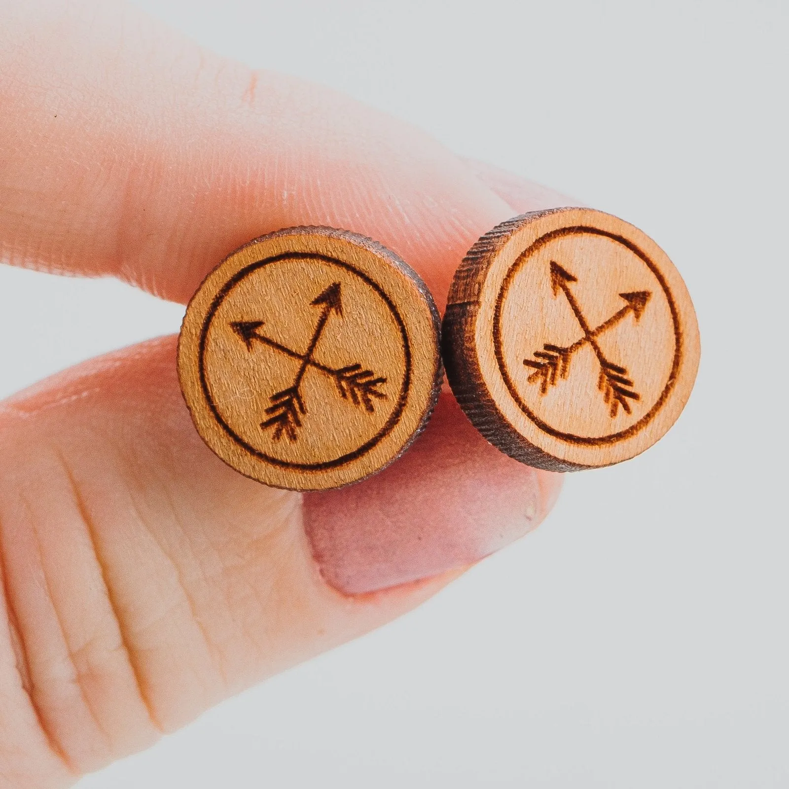 Wood Crossed Arrows Earrings