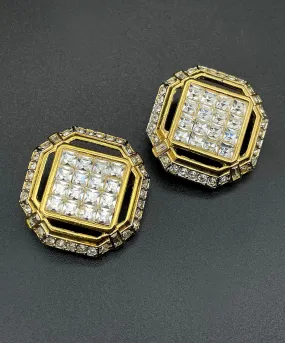 【フランス輸入】ヴィンテージ SPHINX アールデコ クリア ビジュー イヤリング/Vintage SPHINX Art Deco Clear Bijou Clip On Earrings